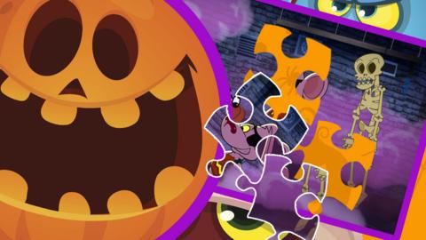 A spooky face and a Halloween jigsaw.