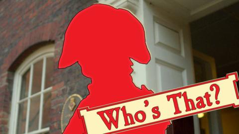 A hidden person with a 'Who's That?' logo.