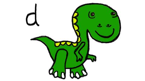 A dinosaur and the letter d