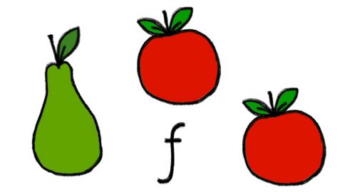 Fruit and the letter f