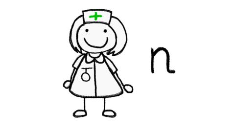 A nurse and the letter n