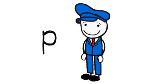 An postman and the letter p