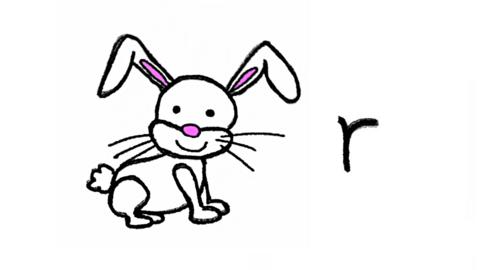 A rabbit and the letter r