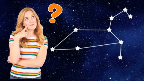 Quiz about stars and constellations, in the picture, Maddie looks like she is wondering about a constellation.