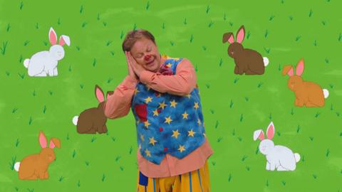 Mr Tumble and lots of sleeping bunnies