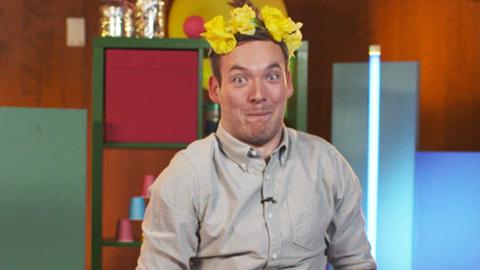 Martin waring a flower headband