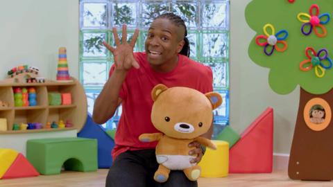 Nigel Clarke and Baby Bear from CBeebies The Baby Club.
