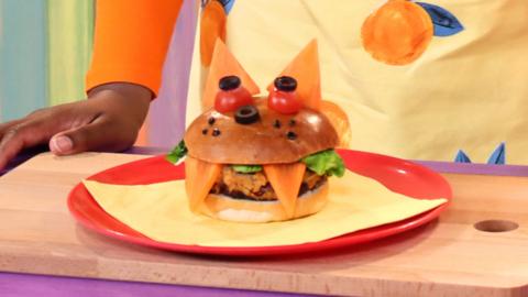 A photo of a wolf burger recipe from Big Cook Little Cook.