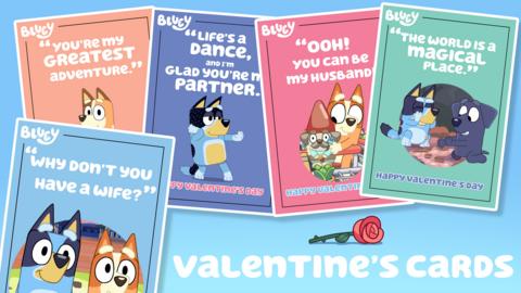 Bluey valentine's card collection.