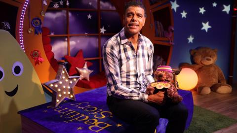 Click to watch Chris Kamara read Grrr for CBeebies Bedtime Stories.