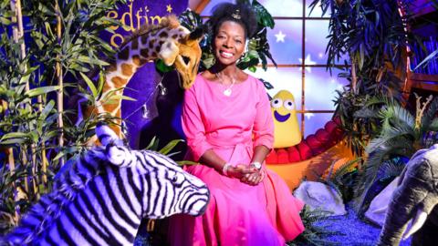 Click to watch Floella Benjamin read The Zebra who ran too fast for CBeebies Bedtime Stories