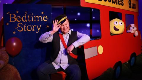 Click to watch Justin Fletcher read The Bus if for Us for CBeebies Bedtime Stories.