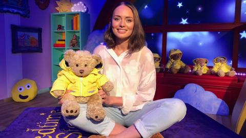 Click to watch Laura Haddock read The Weather Girls for CBeebies Bedtime Stories.