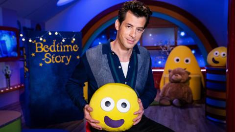 Click to watch Mark Ronson read Pom Pom Gets the Grumps for CBeebies Bedtime Stories.