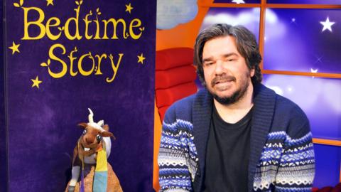 Click to watch Matt Berry read Giddy Goat for CBeebies Bedtime Stories.