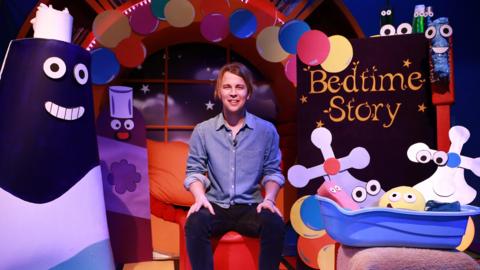 Click to watch Tom Odell read Bathroom Boogie for CBeebies Bedtime Stories.