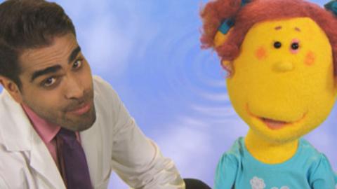 Dr Ranj and Petal with a red eye