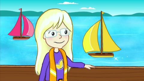 Melody in front of two sailing boats