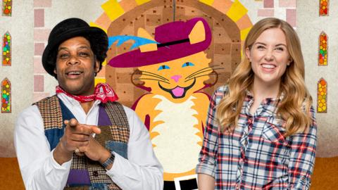 Danny, Maddie and Puss in Boots from CBeebies Puss in Boots