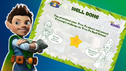 Tom on the Tree Fu Spell School Certificate