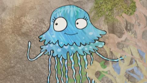 The Dancing Jellyfish from Old Jack's Boat: Rockpool Tales smiling