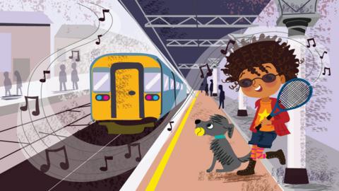 iSpy and Buster are on a train station platform listening to the sounds