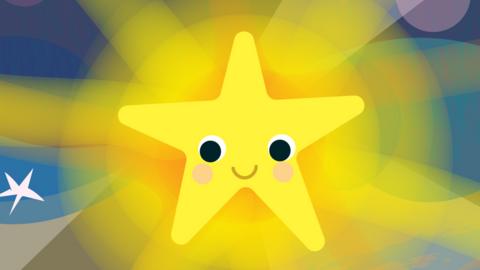 A bright little smiling star in the sky.