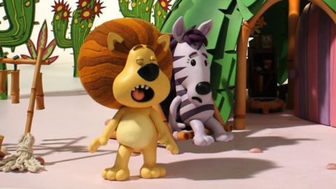 Raa Raa yawning and Zebby from Raa Raa the Noisy Lion.