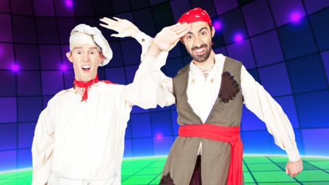 Cook and Line from Swashbuckle are at a pirate disco