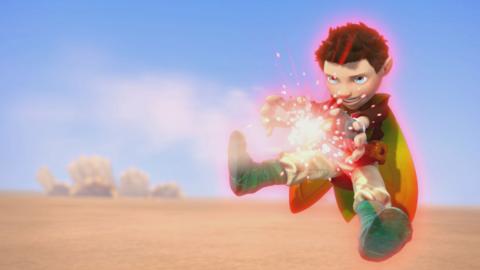 Tree Fu Tom from Tree Fu Spell School floating and projecting red magic from his hands