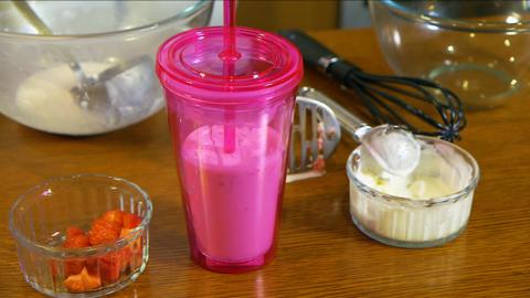 Strawberries, Ice cream, milk.