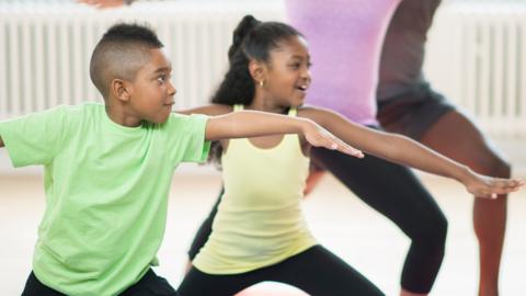 Exercise at home with children.