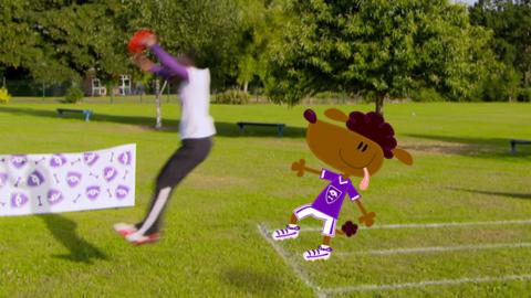 Rachel show us how to do the long jump.