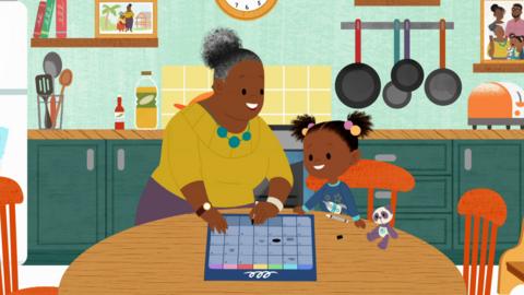 JoJo and Gran Gran making a moon calendar