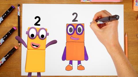 How to draw Numberblock Two