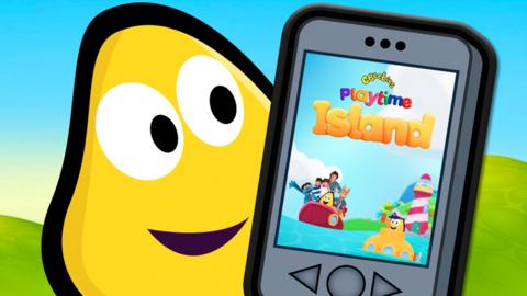 CBeebies Playtime Island bug with mobile phone