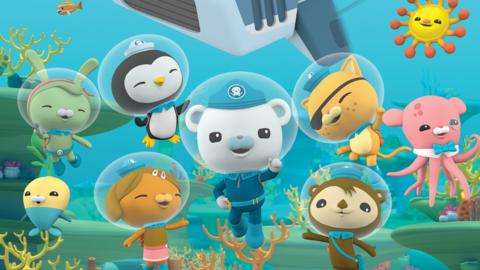 The Octonauts underwater searching the Great Barrier Reef.