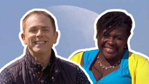 Chris and Maggie from CBeebies Stargazing