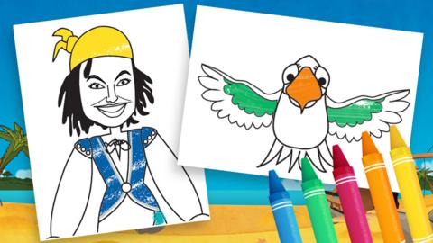 Swashbuckle print out and colour sheets CBeebies