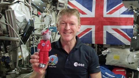 Tim Peake and Miss Mouse on the ISS