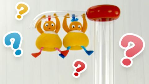 Chickedy and Chick are learing about opposites in the Twirlywoos opposites quiz.