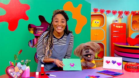 Make a cute Valentine's Day card with Dodge on CBeebies