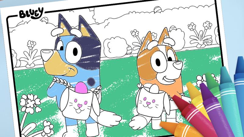 Bluey Easter colouring sheet - CBeebies