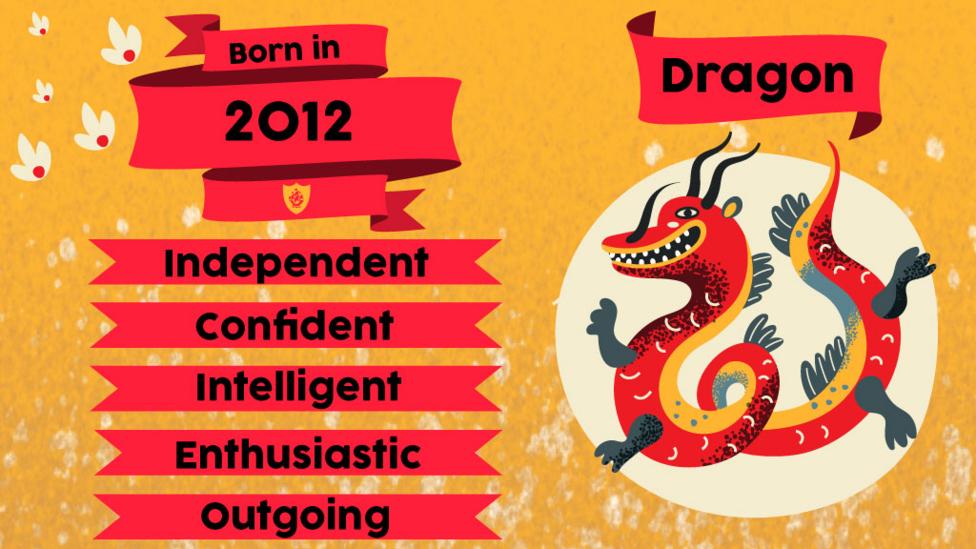 A rabbit and flags with text "Born in 2012. Independent, Confident, Intelligent, Enthusiastic, Outgoing"