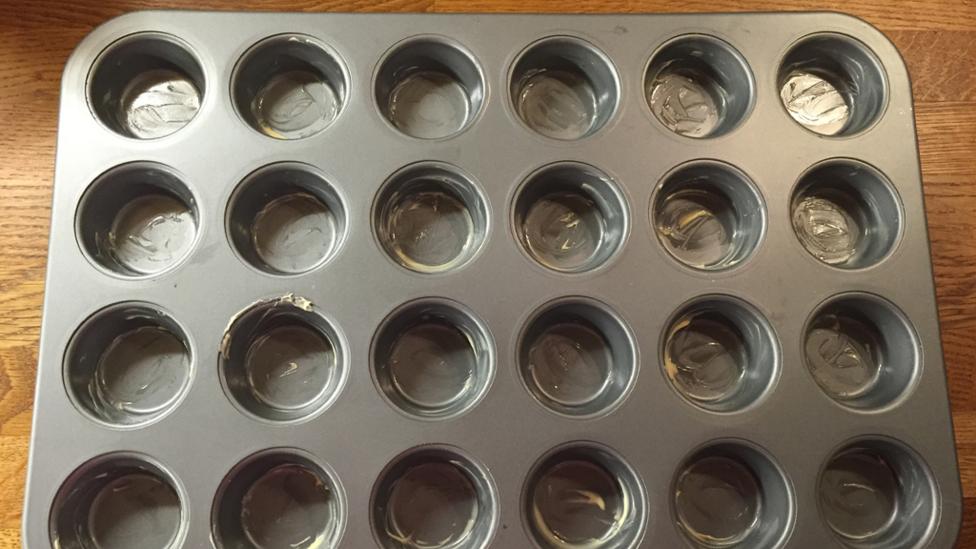 An empty cupcake tin