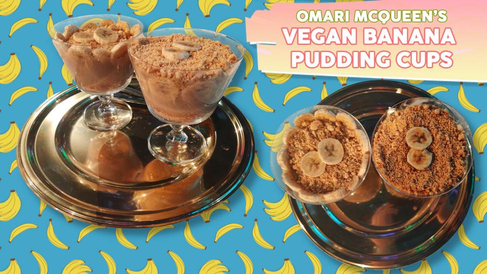 Image of a pair of banana pudding cups, it is a recipe guide from Blue Peter.