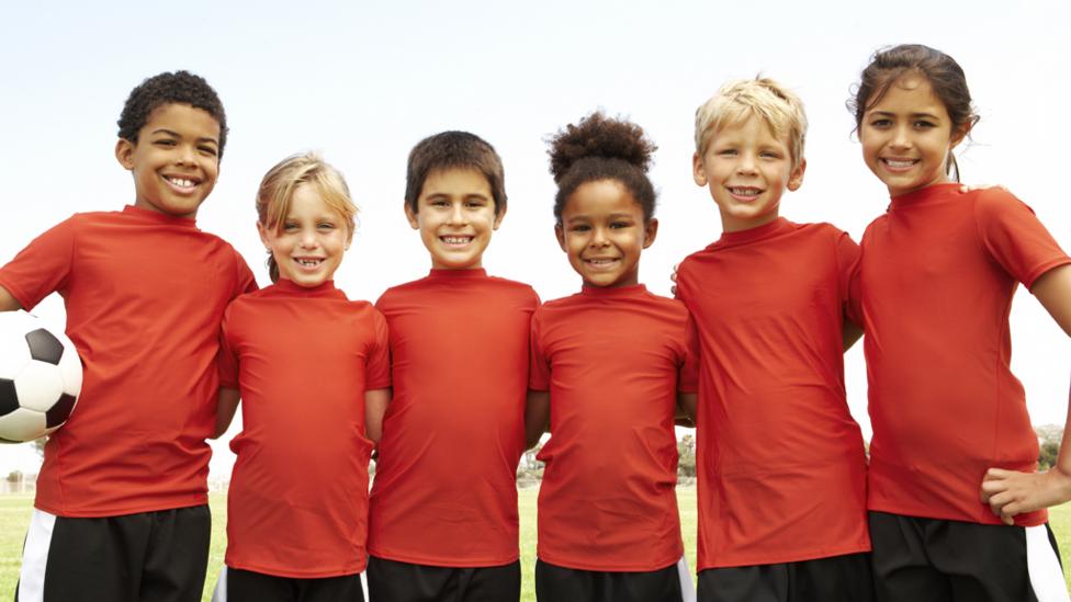 A girls' and boys' football team