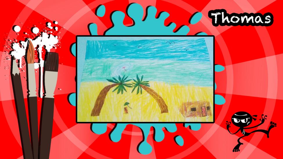 A picture of a desert island by Thomas.