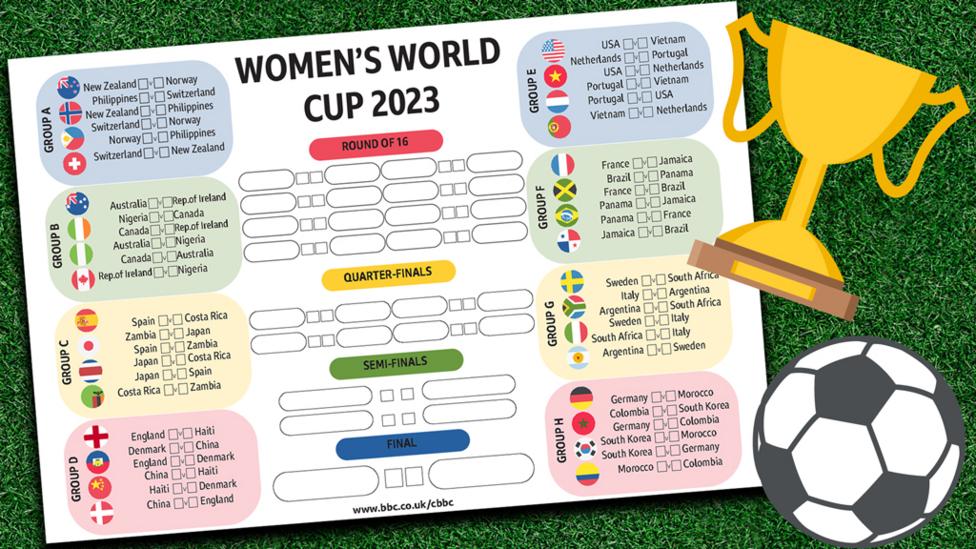 Women's World Cup Fixtures Wall Chart 2023 PDF download to print