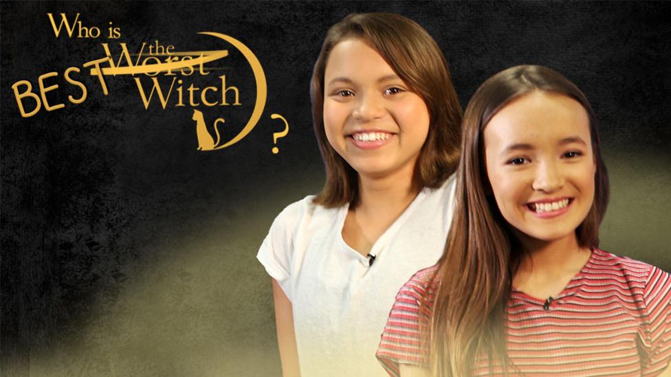 Dagny and Tallulah on the Worst Witch background.